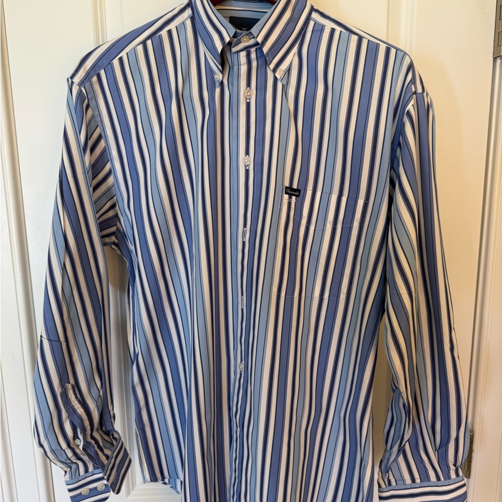 Faconnable Blue and White Casual Button Down Shirt